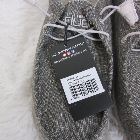 Hey Dude Wally Loafers Shoes Ash Gray Cross Hatch Size 9 NWT - Picture 5 of 10